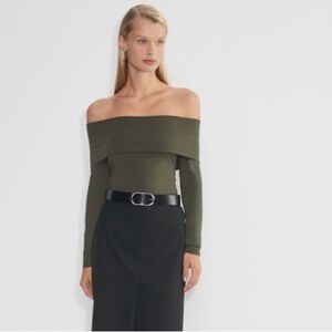 Off-Shoulder Olive Green Top